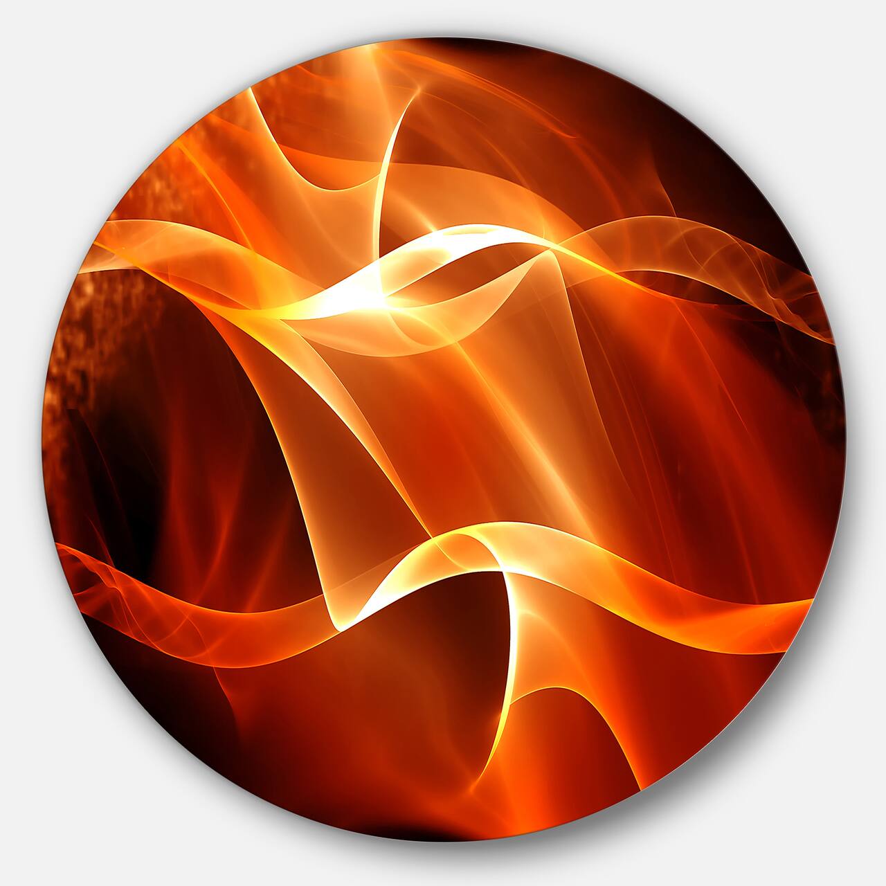 Designart - Orange 3d Abstract Fractal Waves' Contemporary Abstract Wall Art